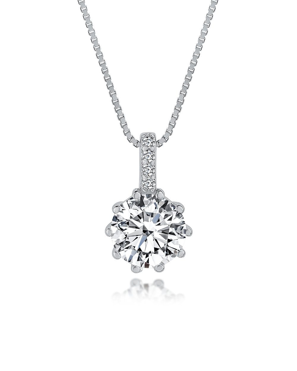 Kette mit Anhänger 'Beth' Damen Halskette Silber 925 Solitär-Anhänger weiss