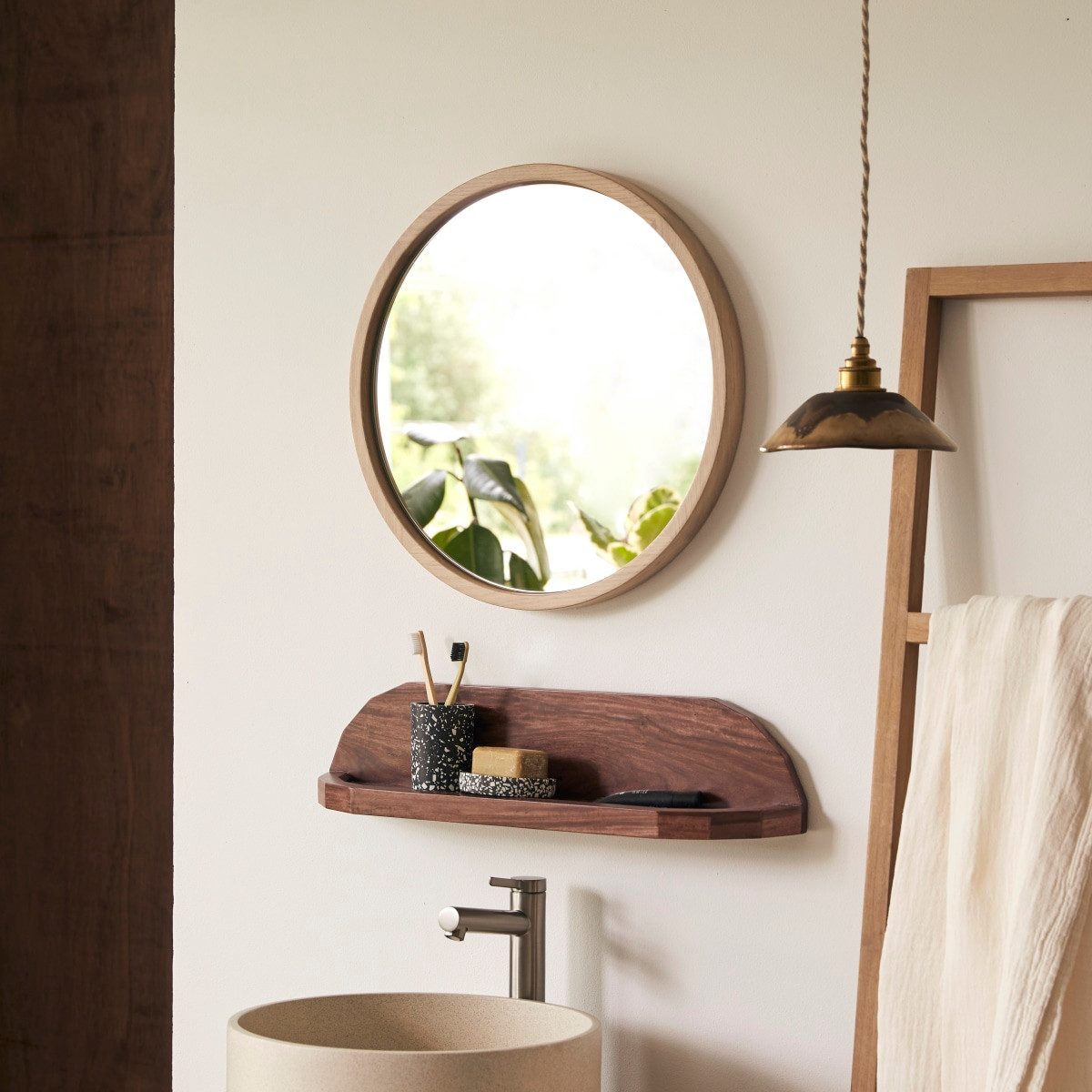 Tikamoon Spiegel Spiegel Fanie aus massivem Eichenholz 50 × 50