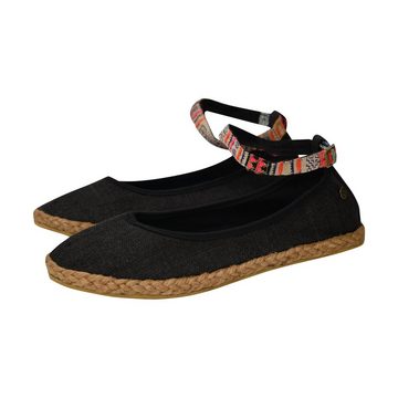 virblatt Espadrilles Damen, Hanf, Freizeitschuhe Sommerschuhe Hippie Damen Ballerina Knöchelband mit Ethnoverzierung