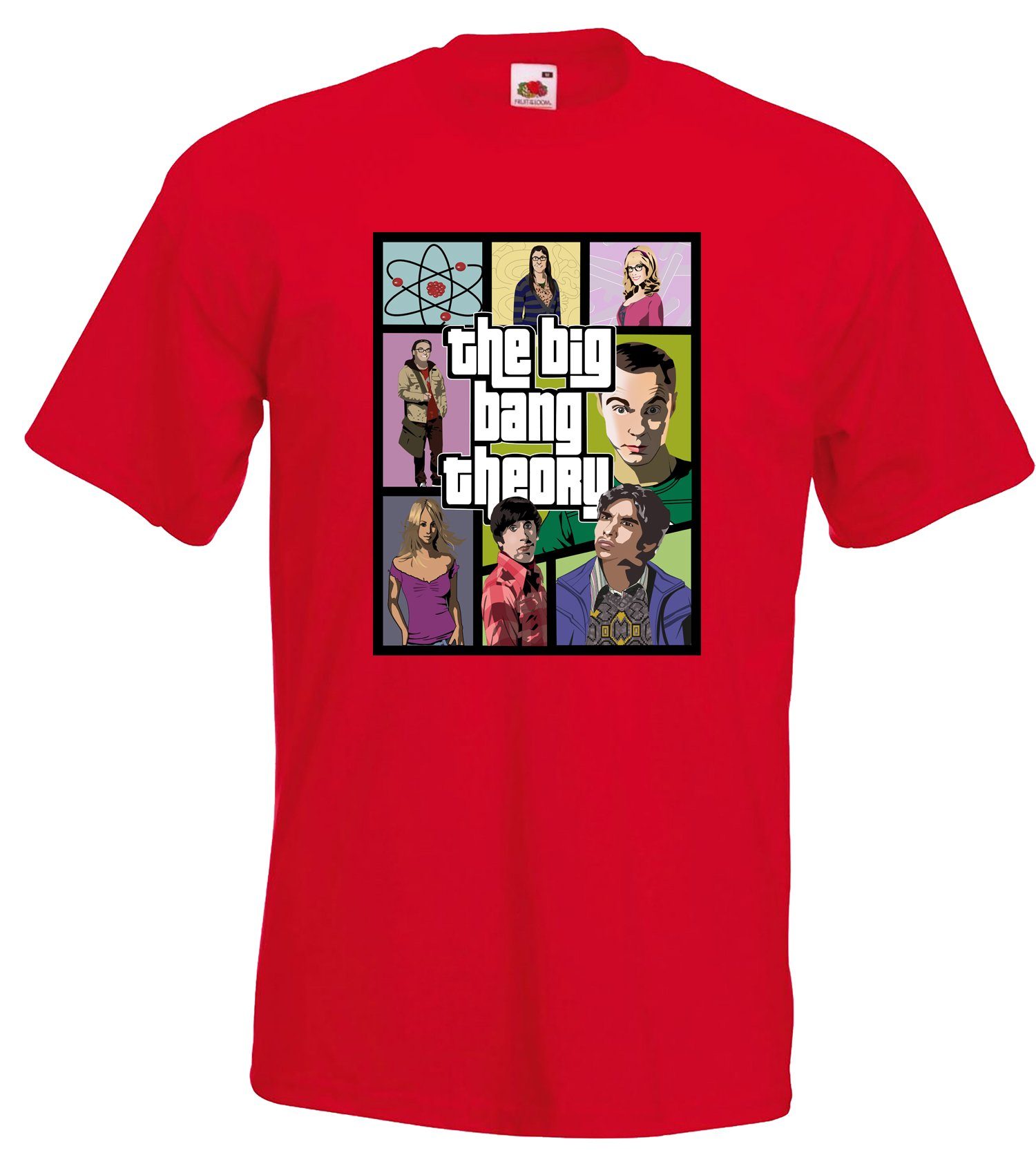 Popart Youth Motiv Herren mit Bang Gaming-Serien trendigem T-Shirt Shirt Big Designz Rot