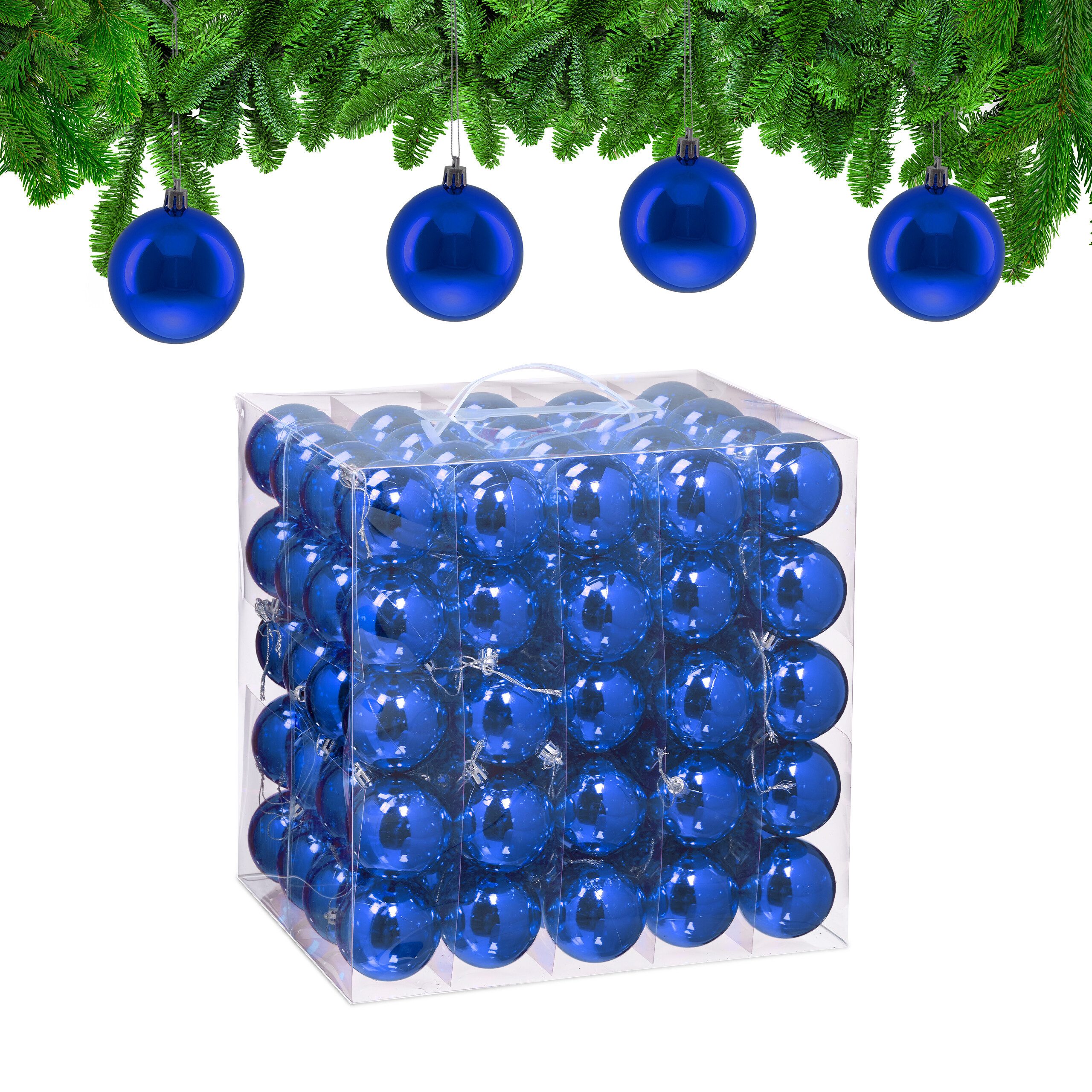 relaxdays Weihnachtsbaumkugel Weihnachtskugeln 100er Set (100 St), blau
