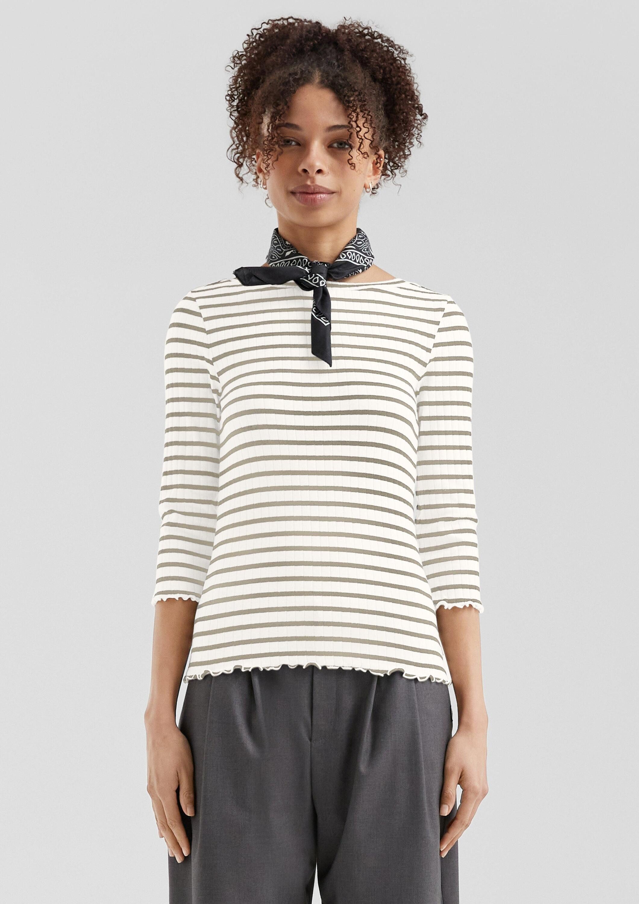 QS 3/4-Arm-Shirt T-Shirt Ringelshirt mit Rippstruktur günstig online kaufen