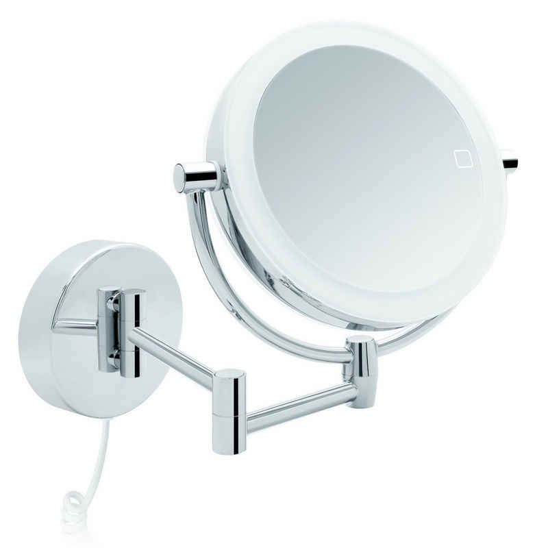 Libaro Kosmetikspiegel Modena, LED Kosmetikspiegel, Vergrößerungsspiegel zweiseitig, 360° Schminkspiegel, Wandmontage und Dimmerfunktion, 3x / 7x Vergrößerung