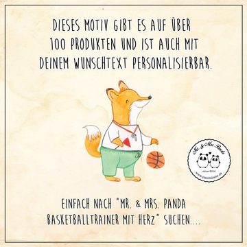 Mr. & Mrs. Panda Tragetasche Basketballtrainer Herz - Schwarz - Geschenk, Jubiläum, Rente, Jutebeu (1-tlg), Cross Stitching Griffe