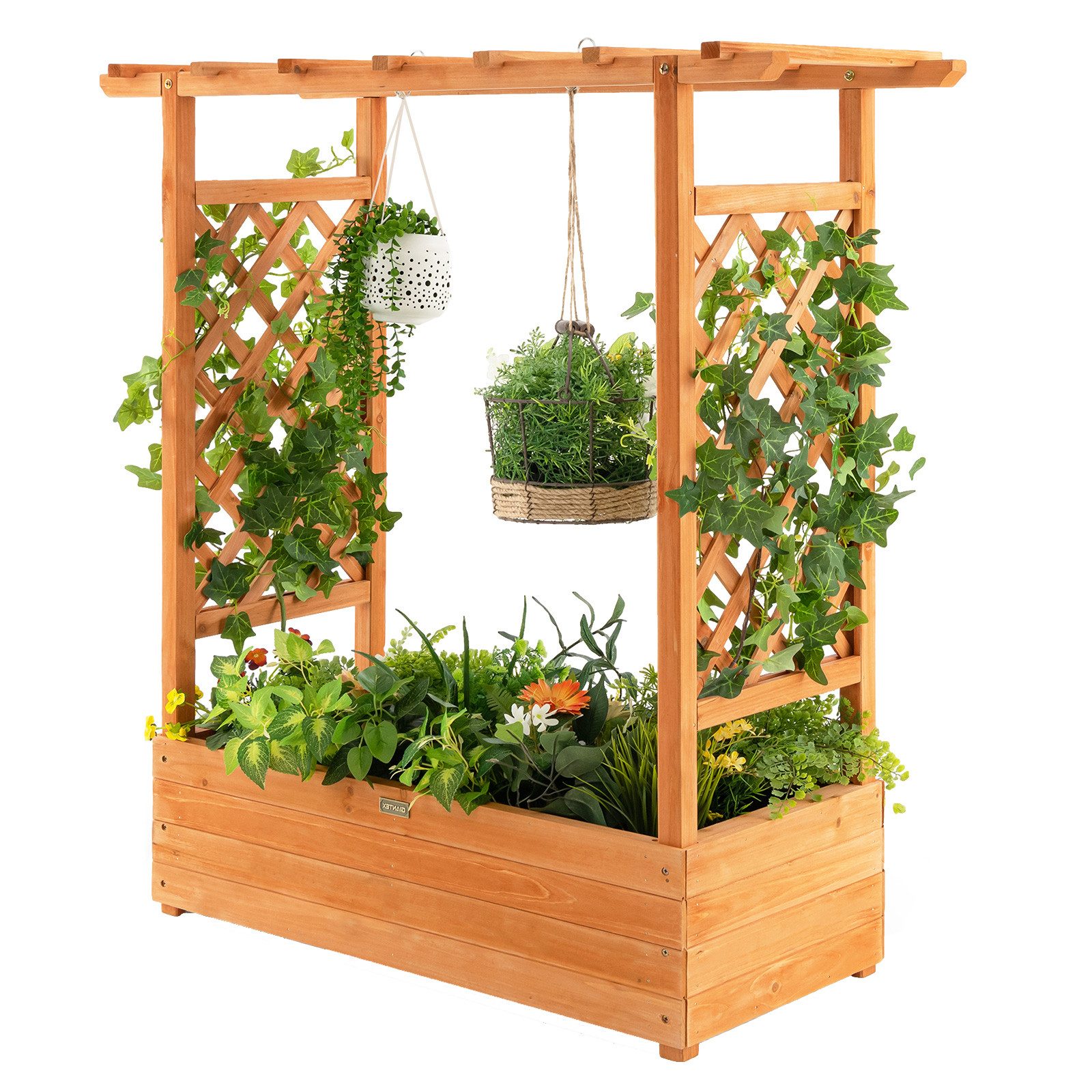 COSTWAY Hochbeet, mit Rankgitter & hängendem Dach, für Kletterpflanzen, 100 günstig online kaufen