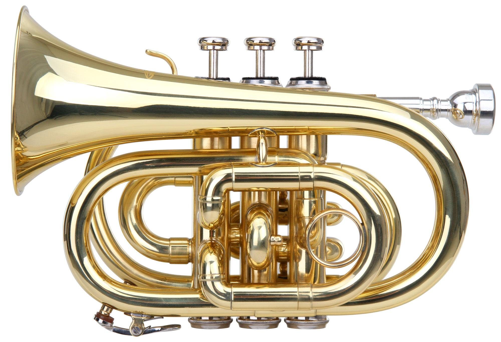 Classic Cantabile Trompete TT-400 Taschentrompete Bb, inkl. Koffer & Mundstück, Trompete im Taschenformat, Schallbecher: 93 mm
