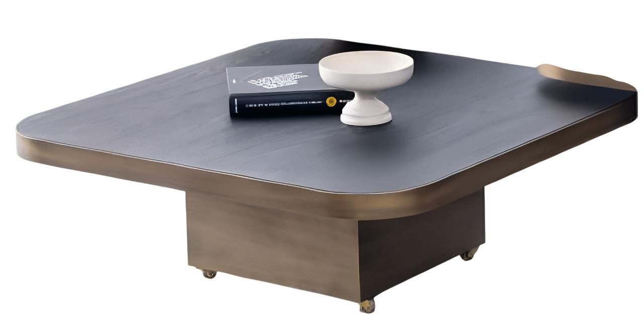 Xlmoebel Couchtisch Moderner Couchtisch aus Holz mit schwarzem Metallrahmen (Packung, 100 x 100 x 40 cm), Made in Europa