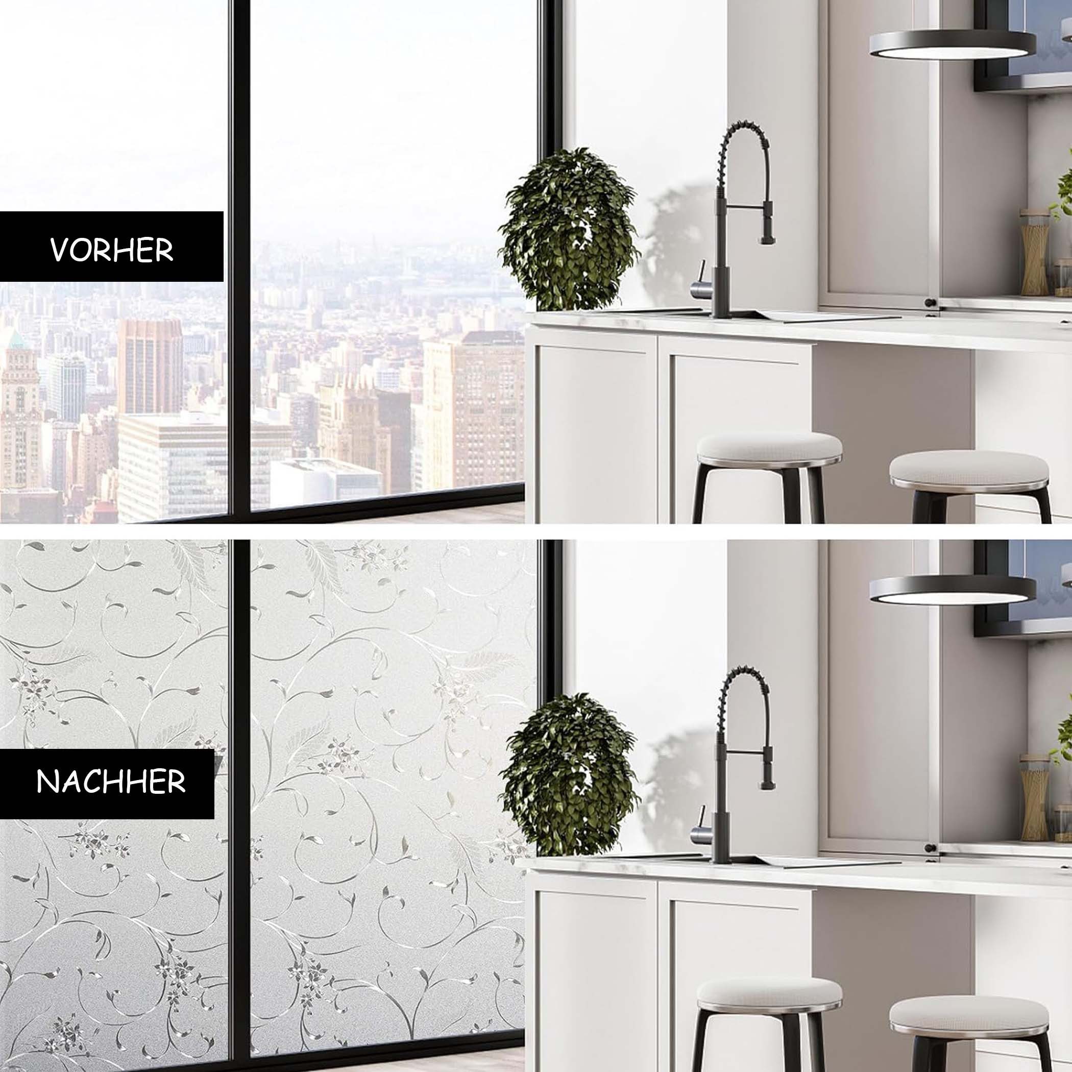 Diwzbyn Fensterfolie Blickdicht Selbsthaftend, Sichtschutzfolie Fenster, 90% UV-Schutz – Bild 4 von 5