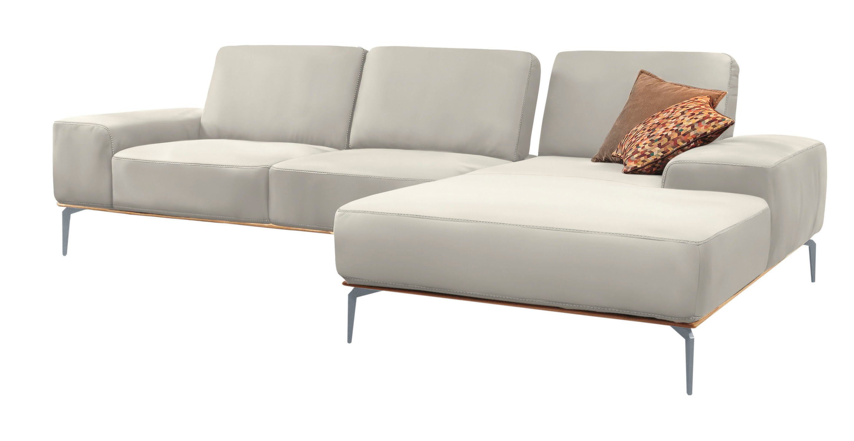 W.SCHILLIG Ecksofa run, Designsofa mit tollem Sitzkomfort, bequem, L-Form, mit elegantem Holzsockel, Füße in Silber matt, Breite 319 cm