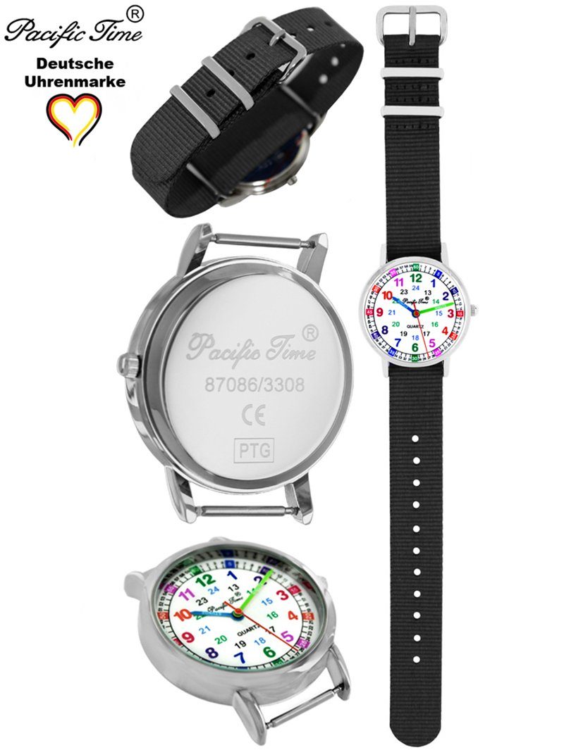 Match schwarz Pacific Time und Wechselarmband, Kinder Gratis - Lernuhr Mix Versand Design Armbanduhr Quarzuhr