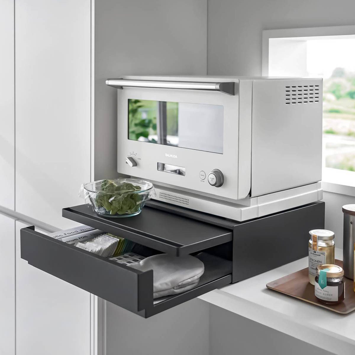 Yamazaki Küchenregal "Tower" Ausziehtablett und Schublade für die Arbeitspl günstig online kaufen