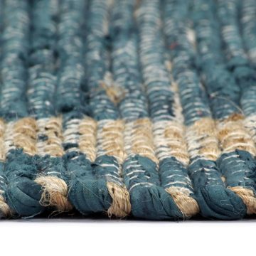 Teppich Handgefertigt Jute Blau 80x160 cm, furnicato, Rechteckig