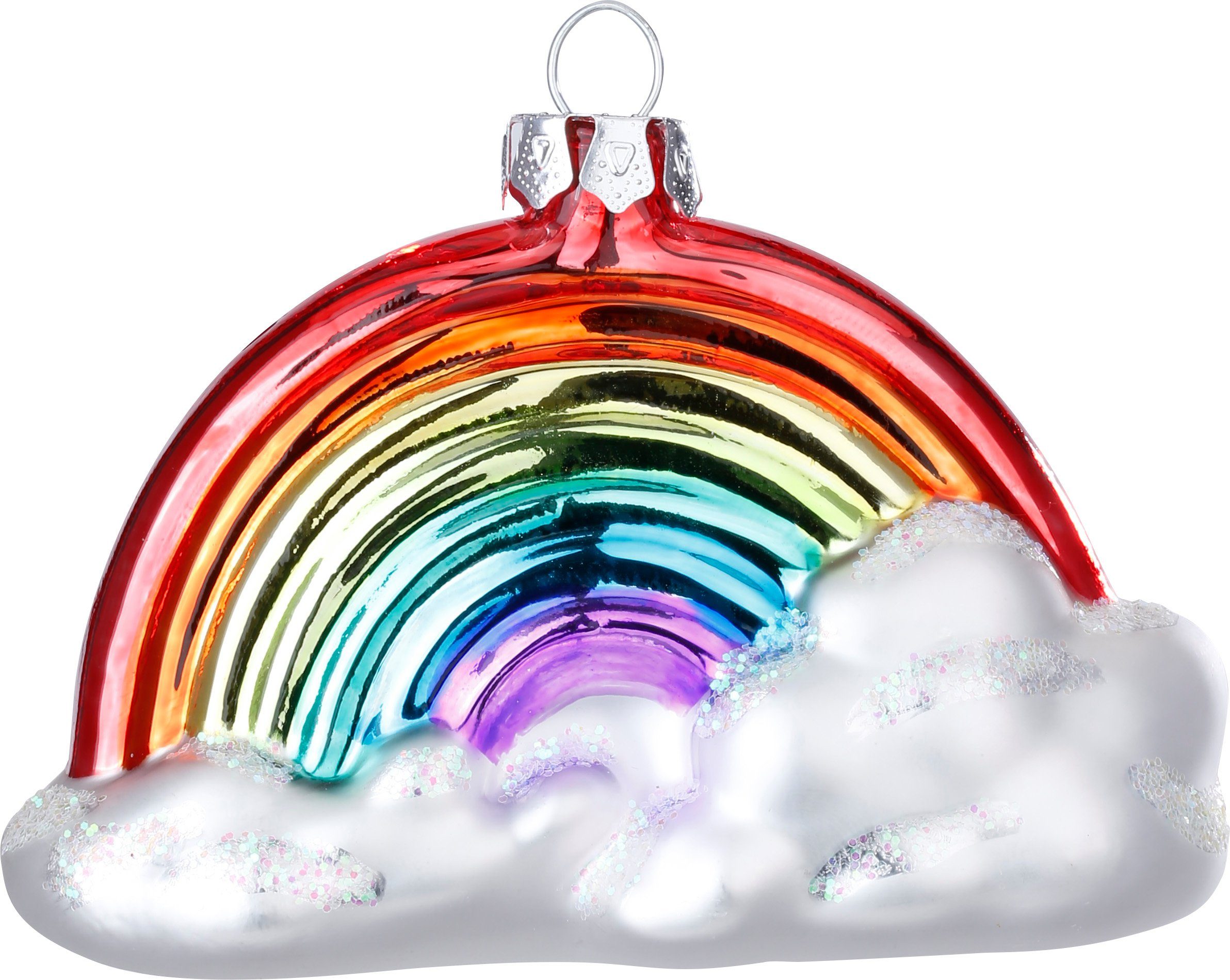 10cm MAGIC by Inge Christbaumschmuck, Christbaumschmuck bunt mit Glas Regenbogen Wolke
