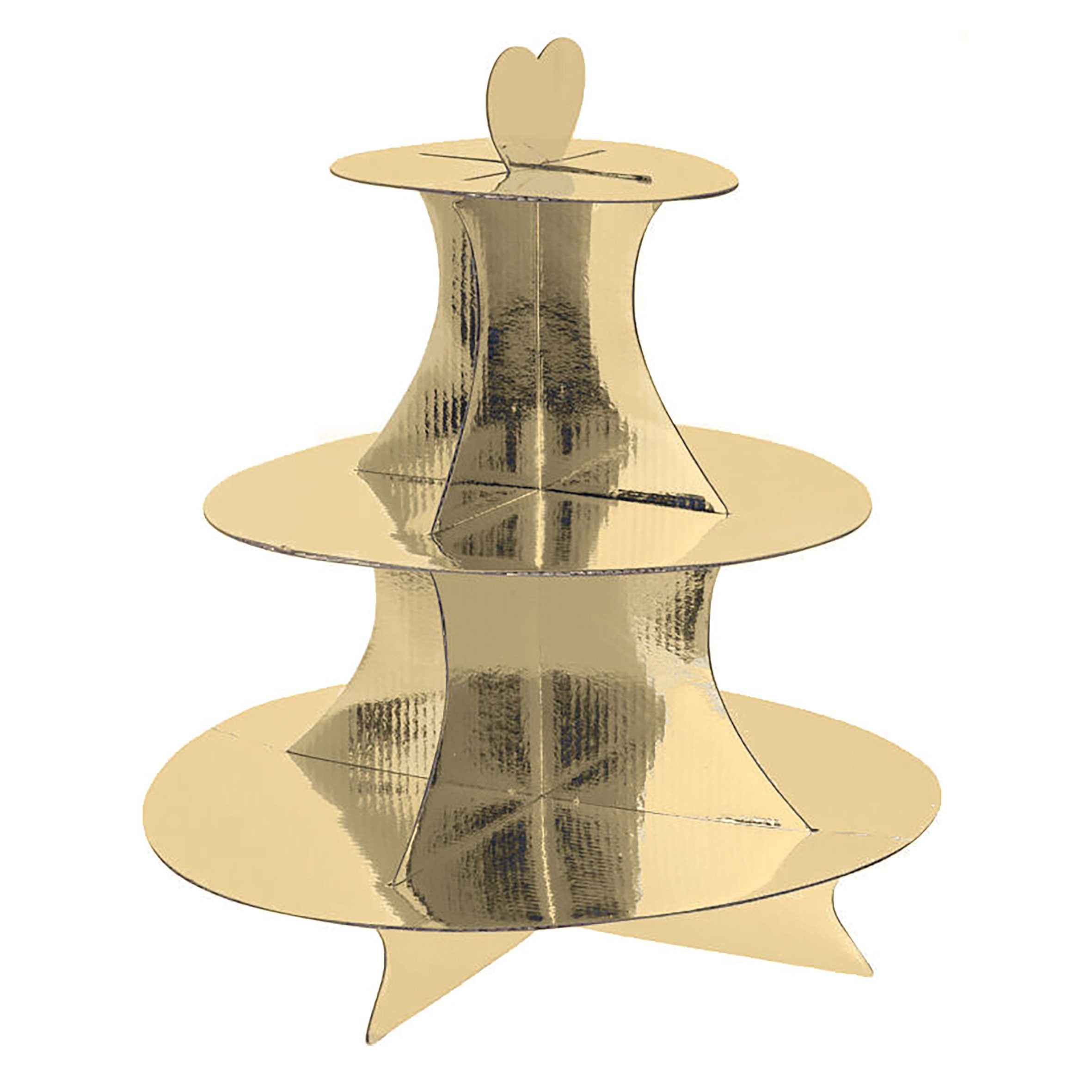 Spetebo Etagere Etagere mit 3 Ebenen aus Karton - Gold, Karton, (Stück, 1-tlg., Etagere), Servier Pappständer mit Herz Tragegriff