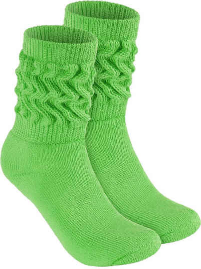 BRUBAKER Schoppersocken Slouch Socken - Damen Fitnesssocken (80s Style, 4-Paar, Baumwolle) Knit Sportsocken für Fitness, Yoga, Workout, Gymnastik und Wellness