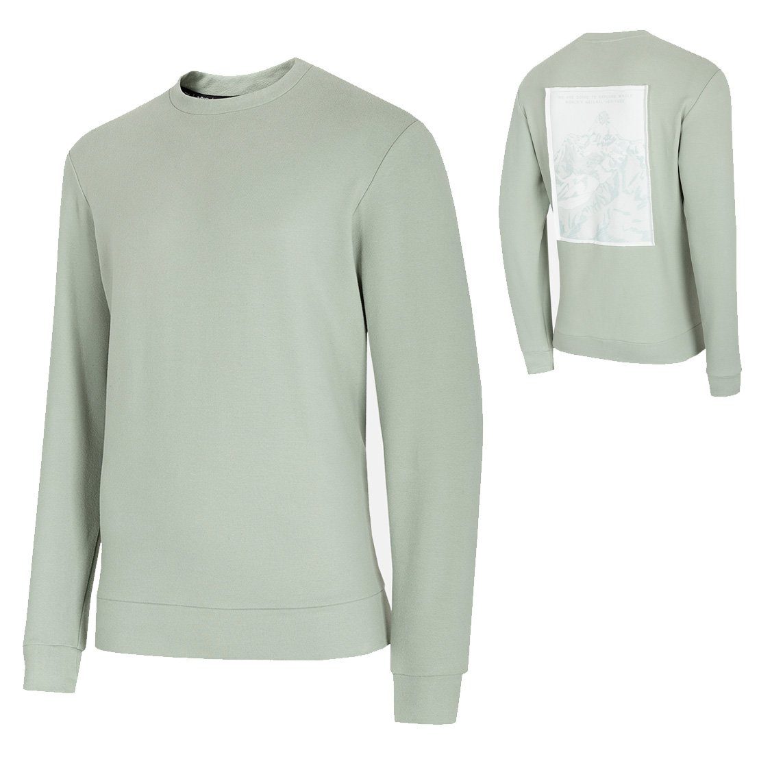 4F Langarmshirt Outhorn - Herren Casual Pullover BLM620 Mountain, minze