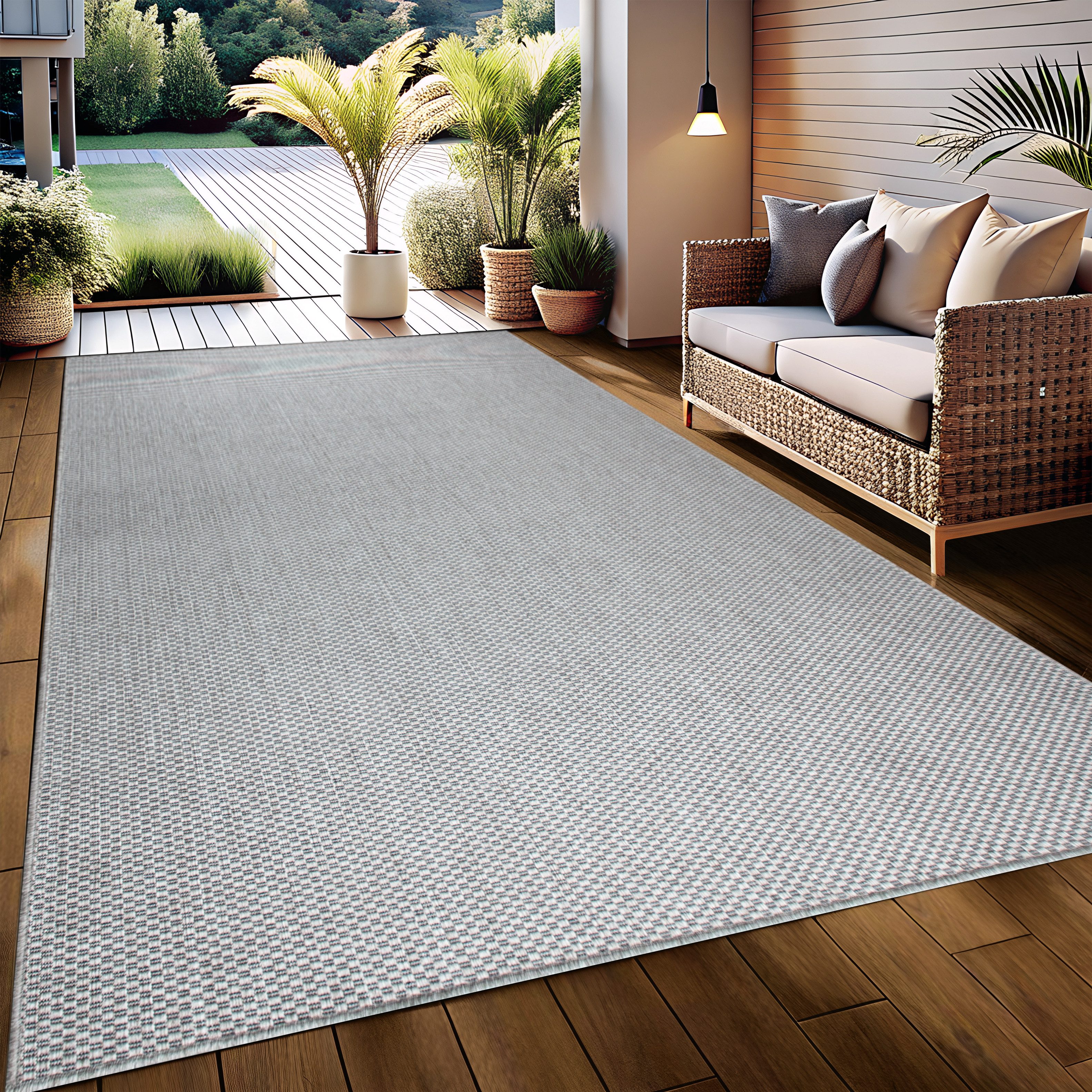 my home Teppich Venedig auch als Läufer erhältlich, rechteckig, Höhe: 4 mm, In- und Outdoor geeignet, Sisal-Optik, Wetterfest & UV-beständig