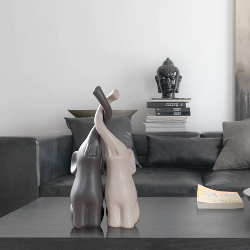 HAMÖWO Dekor Mini Für Home Office Verliebte 10cm Tierfigur 2-teiliges Elefanten Set,
