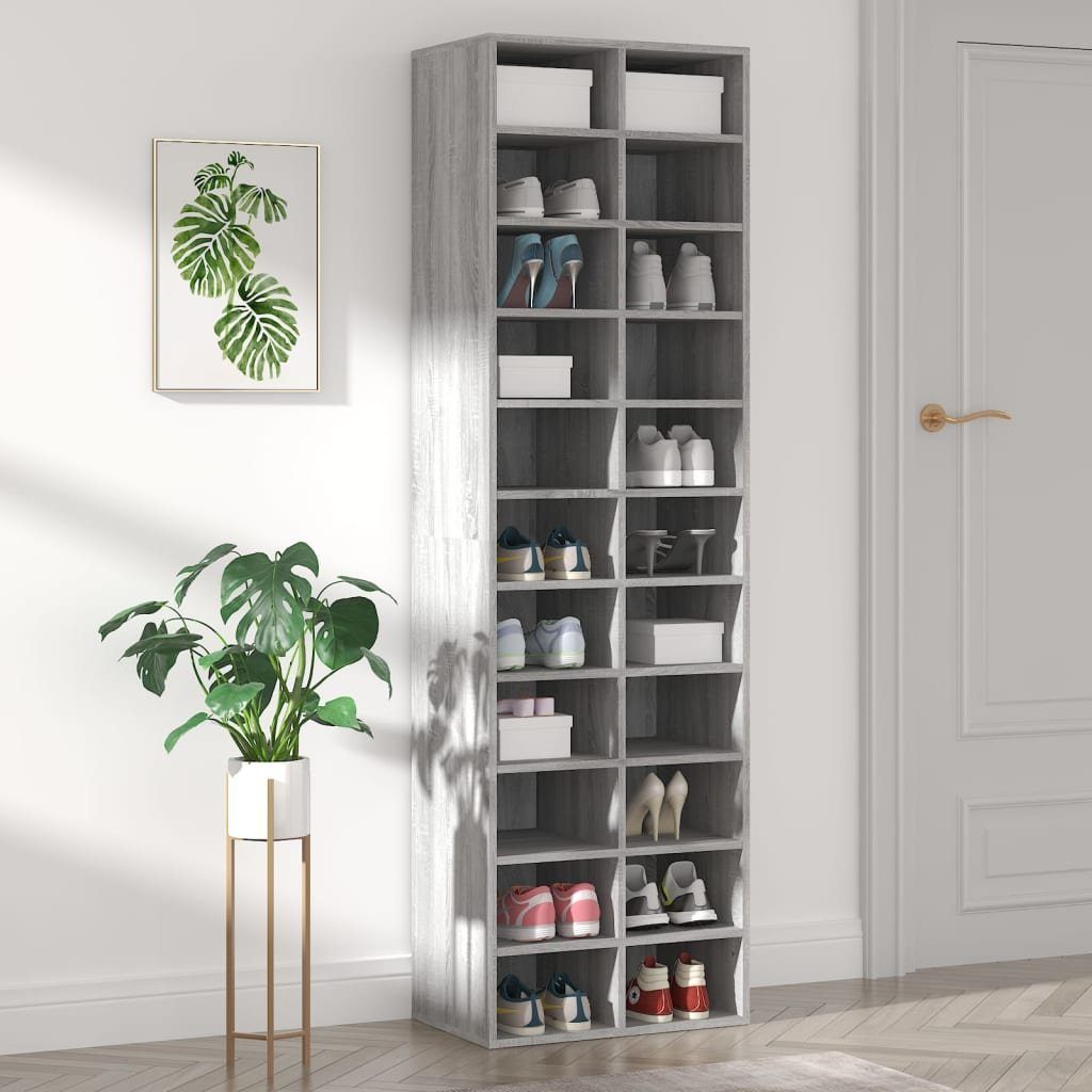 furnicato Schuhregal Grau Sonoma 54x34x183 cm günstig online kaufen