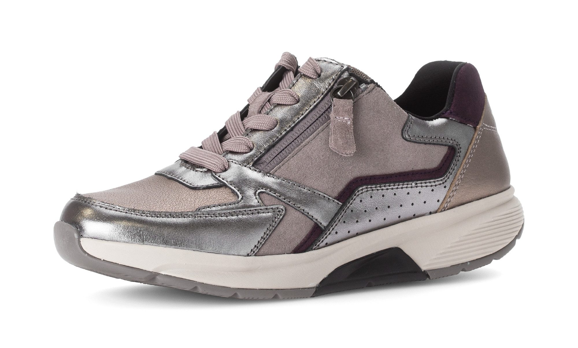 Gabor Rollingsoft Keilsneaker, Schnürer, Halbschuh, Freizeitschuh mit zusätzlichem Reißverschluss
