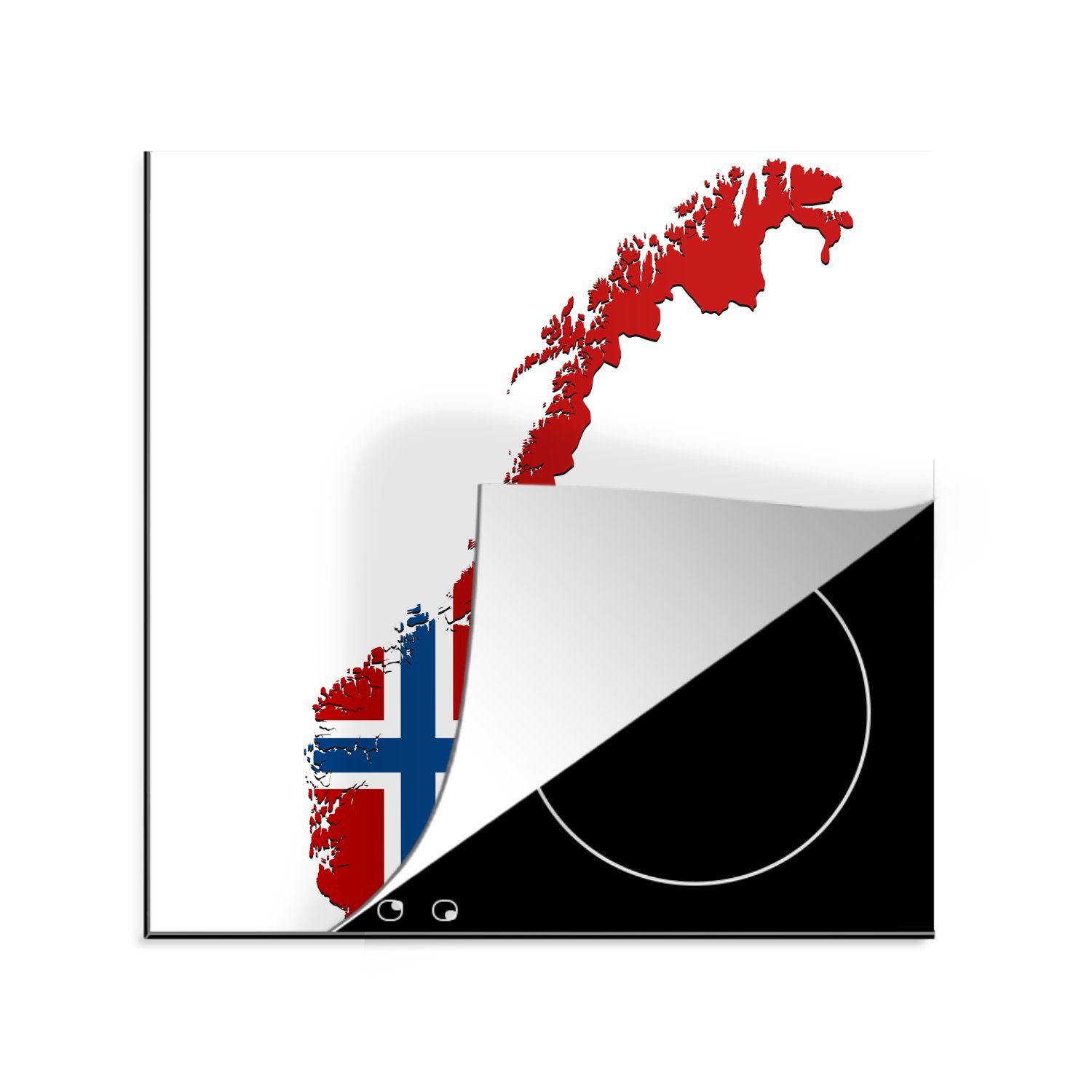 MuchoWow Herdblende-/Abdeckplatte Illustration von Norwegen in den Farben der Flagge, Vinyl, (1 tlg), 78x78 cm, Ceranfeldabdeckung, Arbeitsplatte für küche | Herdabdeckplatten