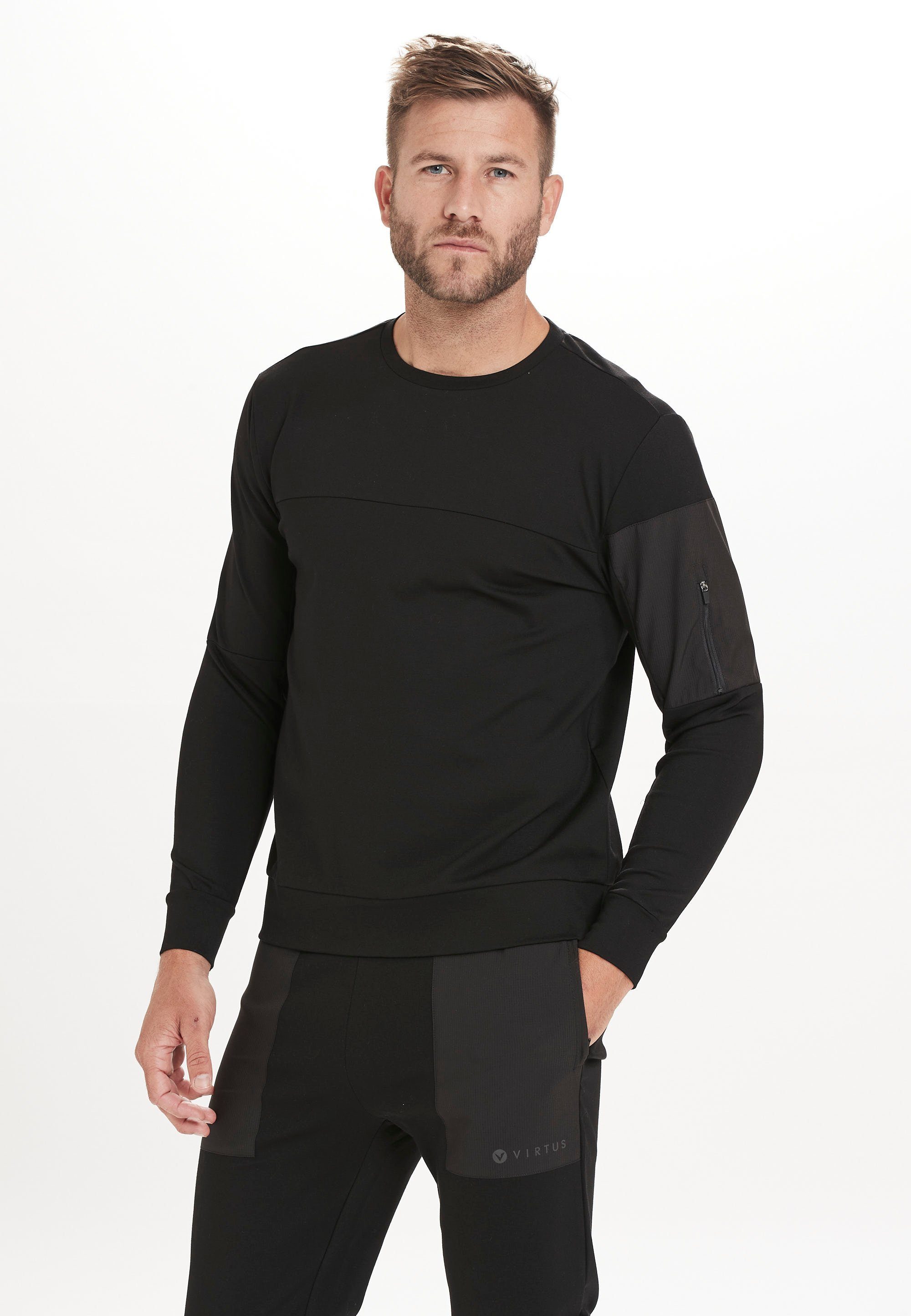Virtus Sweatshirt Bisosco mit praktischer Reißverschlusstasche schwarz