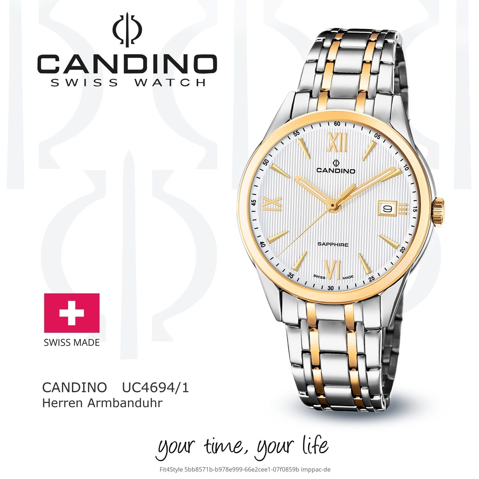 Analog rund, silber, Elegant Uhr Armbanduhr gold, Candino Edelstahlarmband Herren Candino Quarzuhr Herren C4694/1,