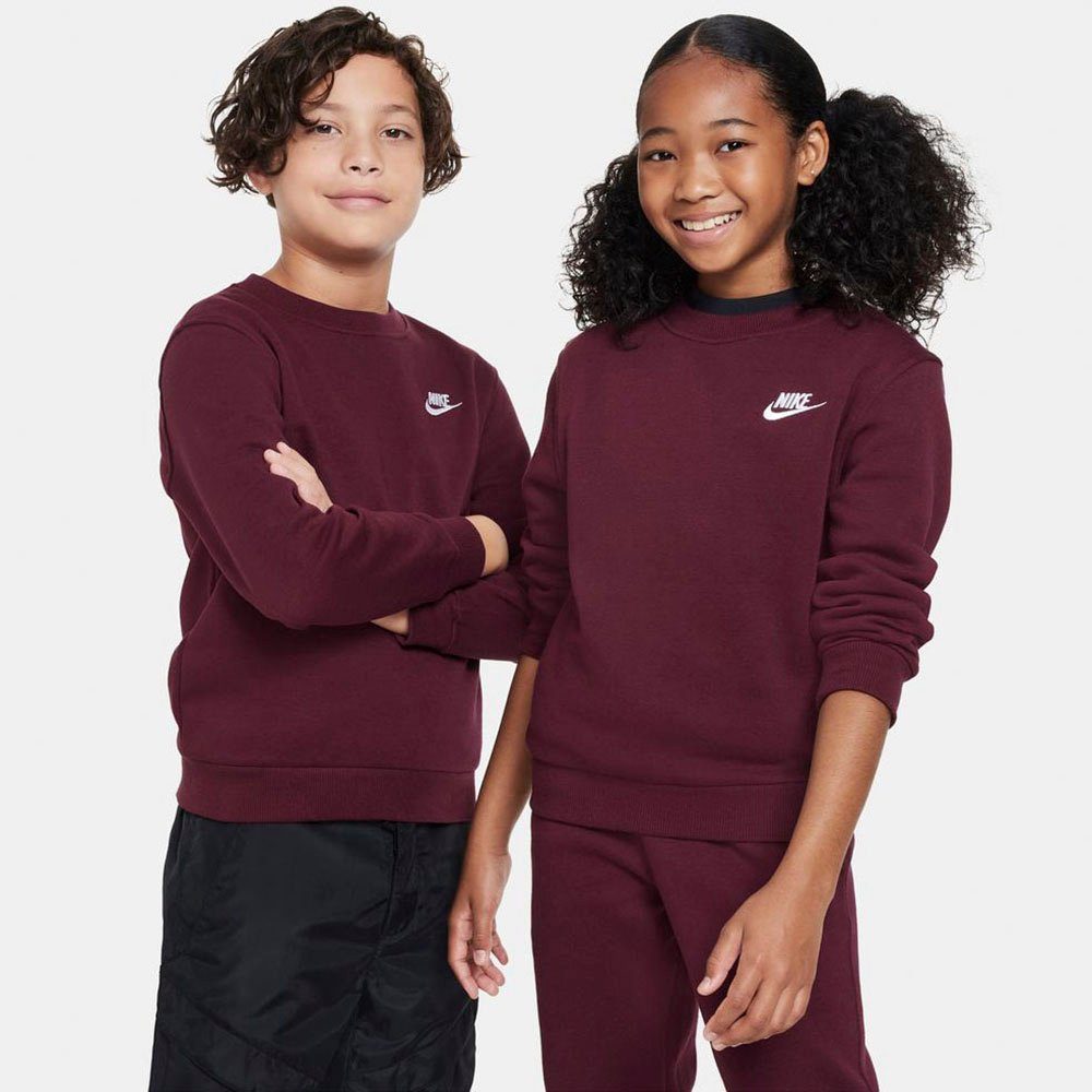 MAROON/WHITE SWEATSHIRT KIDS' Nike Sportswear Sweatshirt FLEECE CLUB NIGHT BIG