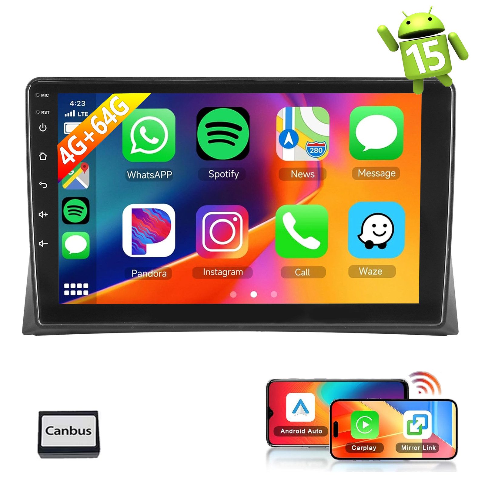 ESSGOO DAB+ Android 15 Carplay Autoradio GPS Für VW T5 Multivan 2010-2015 Autoradio (Digitalradio (DAB), 4+64GB(optional), RDS, AM, FM, Carplay Android Auto Bluetooth EQ USB GPS Navi WIFI Touchscreen)