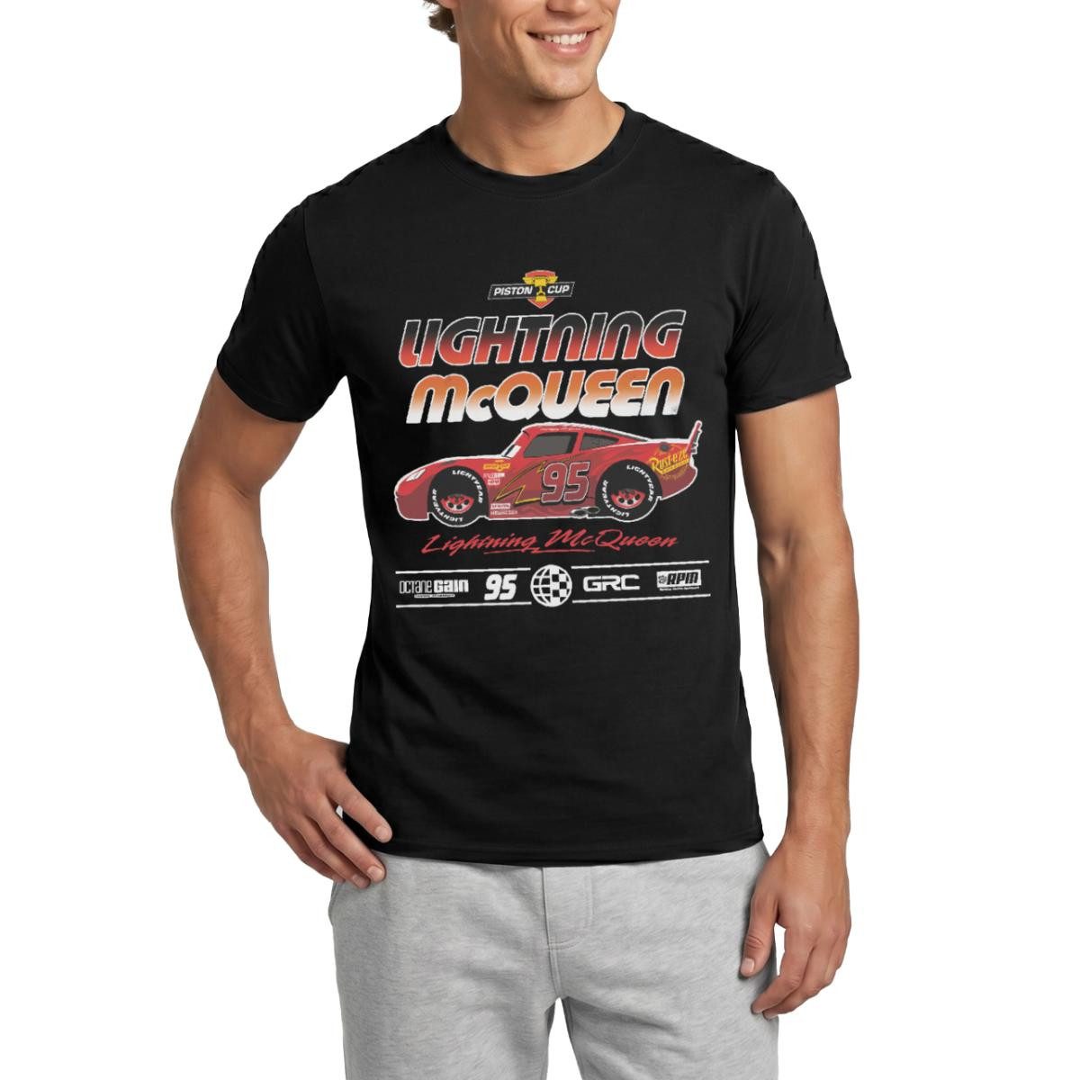 Spreadshirt T-Shirt Cars Lightning McQueen Piston Cup Profil Männer T-Shirt (1-tlg) Regular Fit