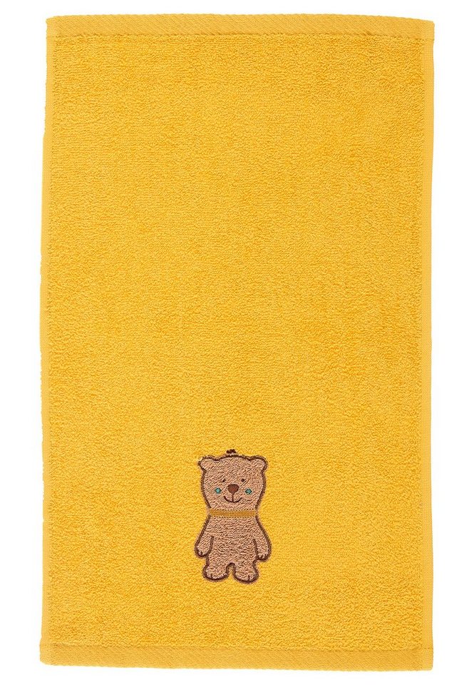 Sterntaler® Handtücher Kinderhandtuch Ben, 100 % Baumwolle (1-St),  Kinderhandtuch aus weichem Frottee, Baby Badetuch mit süßen Stickerein