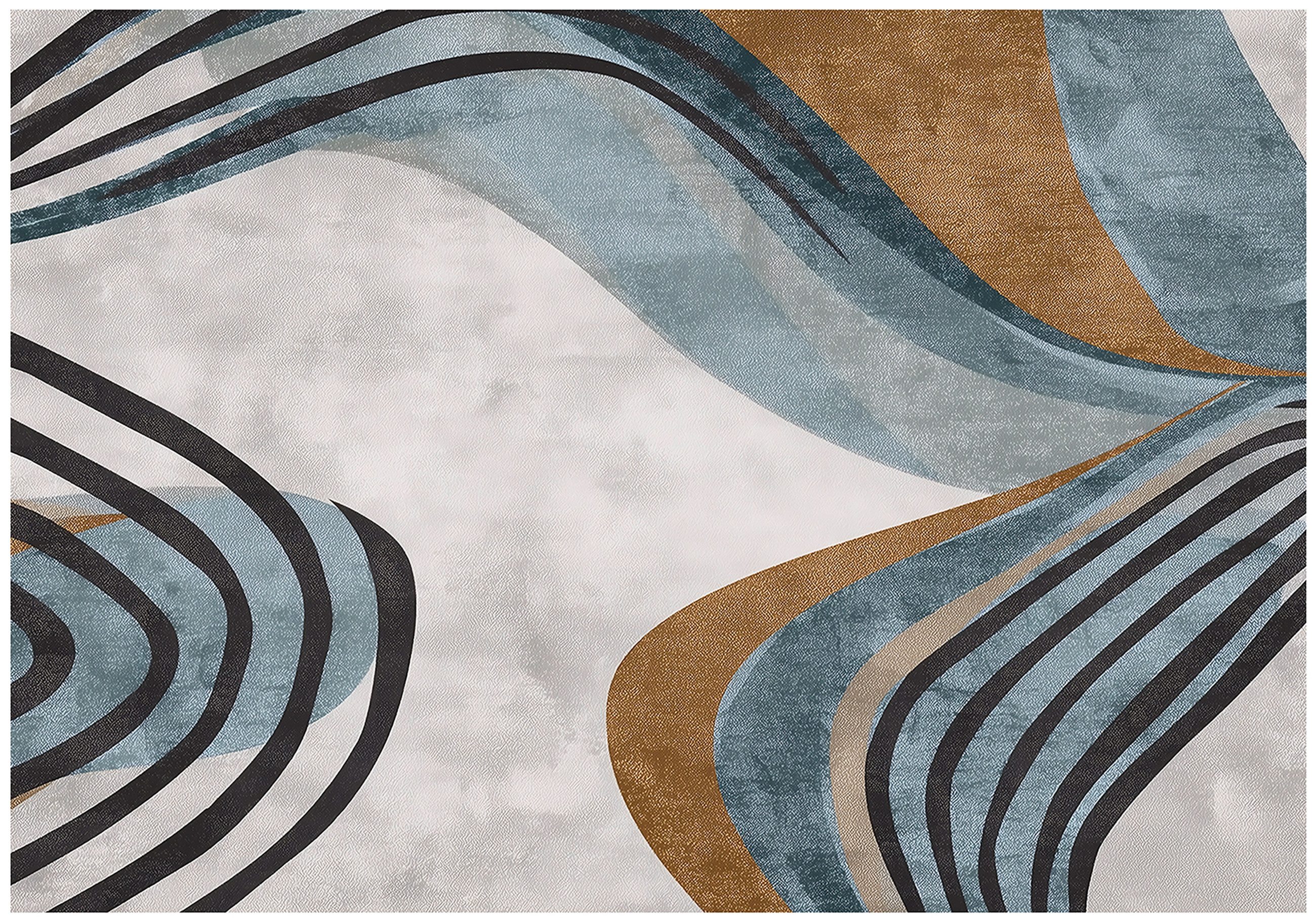 Wallarena Fototapete Abstrakt Art Deco Blau Vlies Tapete Wohnzimmer Schlafzimmer Wandtapete, Glatt Vlies Washable, Abstrakt, Weiß, Blau, Gold, Retro, (Packung, 2 St., Vlies Fototapete), Vliestapete Weiß Wohnzimmer Schlafzimmer Küche Tapete + Kleister