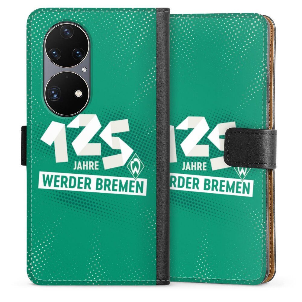 DeinDesign Handyhülle 125 Jahre Werder Bremen Offizielles Lizenzprodukt, Huawei P50 Pro Hülle Handy Flip Case Wallet Cover Handytasche Leder
