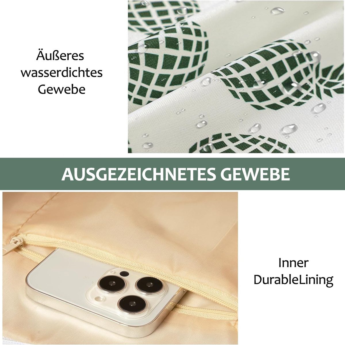 MOPUEA Strandtasche Strandtasche wasserdicht Damen mit Reißverschluss und großem Stauraum (XXL Strandtasche für Strand, Reisen, Sport und Einkäufe, Viel Stauraum für Handtücher, Kleidung und Strandzubehör), Wasserdicht, reißfest, leicht, großes Nassfach innen