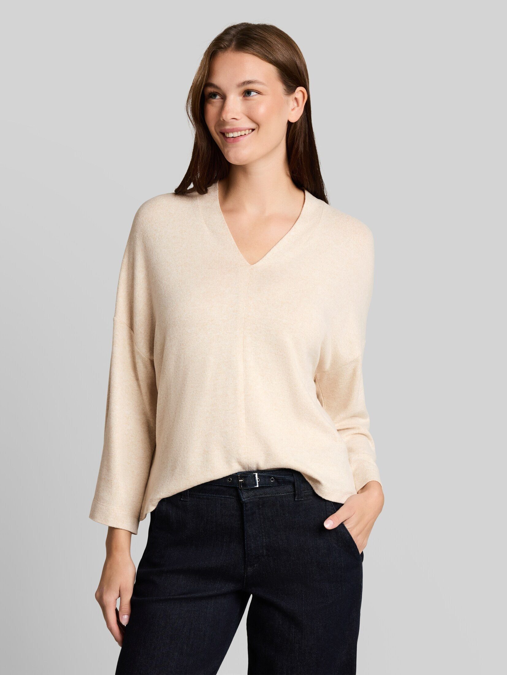 TOM TAILOR 3/4-Arm-Shirt T-Shirt (im Einserpack) Cosy Langarmshirt mit V-Ausschnitt