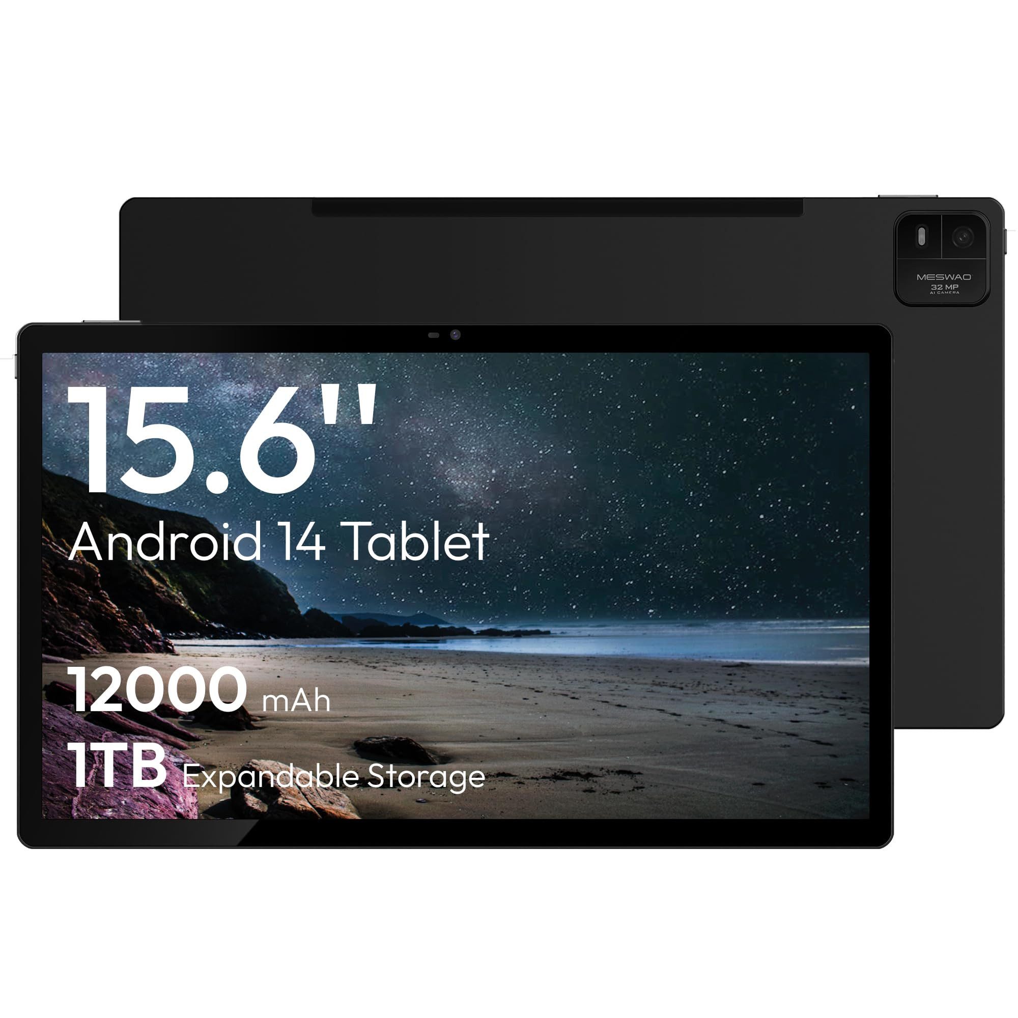 azamp Tablet, 6GB RAM+128GB, 12000mah, BT5.0, 2.4G/5G WiFi, 32MP Tablet (15.6", 256 GB, Android-14, Unterstützt aktiven kapazitiven Stift, Microsoft MPP 2.0-Protokoll)