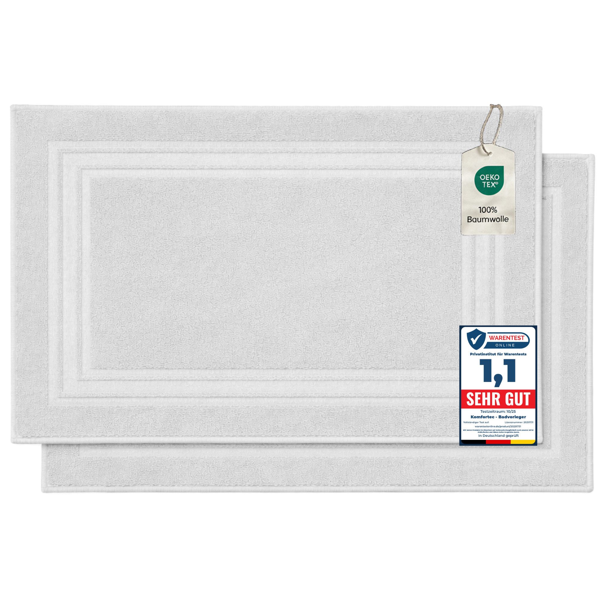 Komfortec Badematte Badvorleger aus 100% Baumwolle, 50x70 cm Duschvorleger, günstig online kaufen