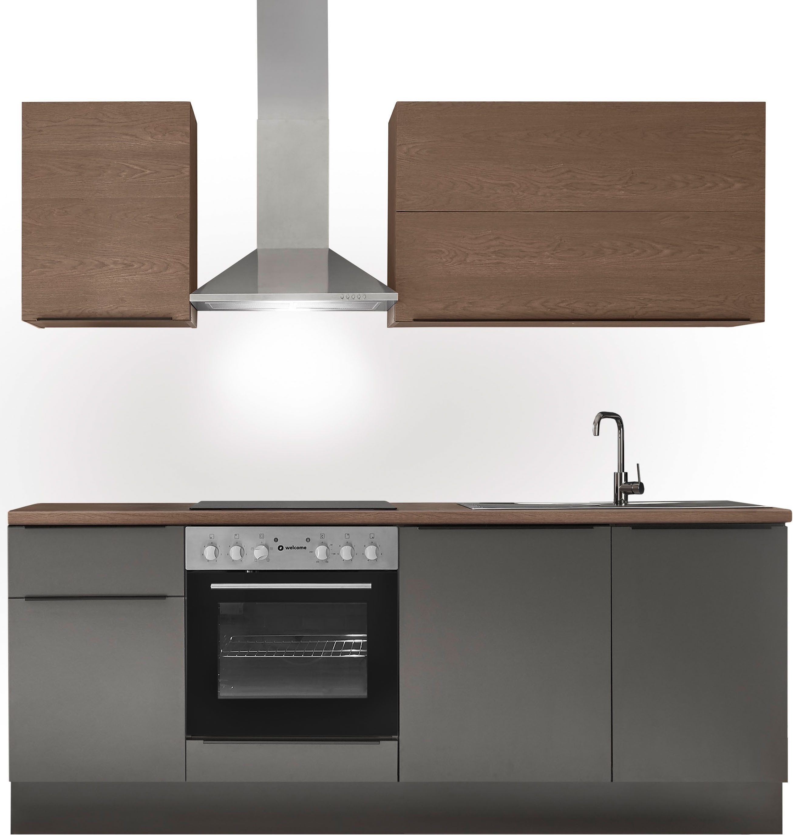 KOCHSTATION Küchenzeile Cocco, Breite 220 cm, wahlweise mit E-Geräten und Induktion