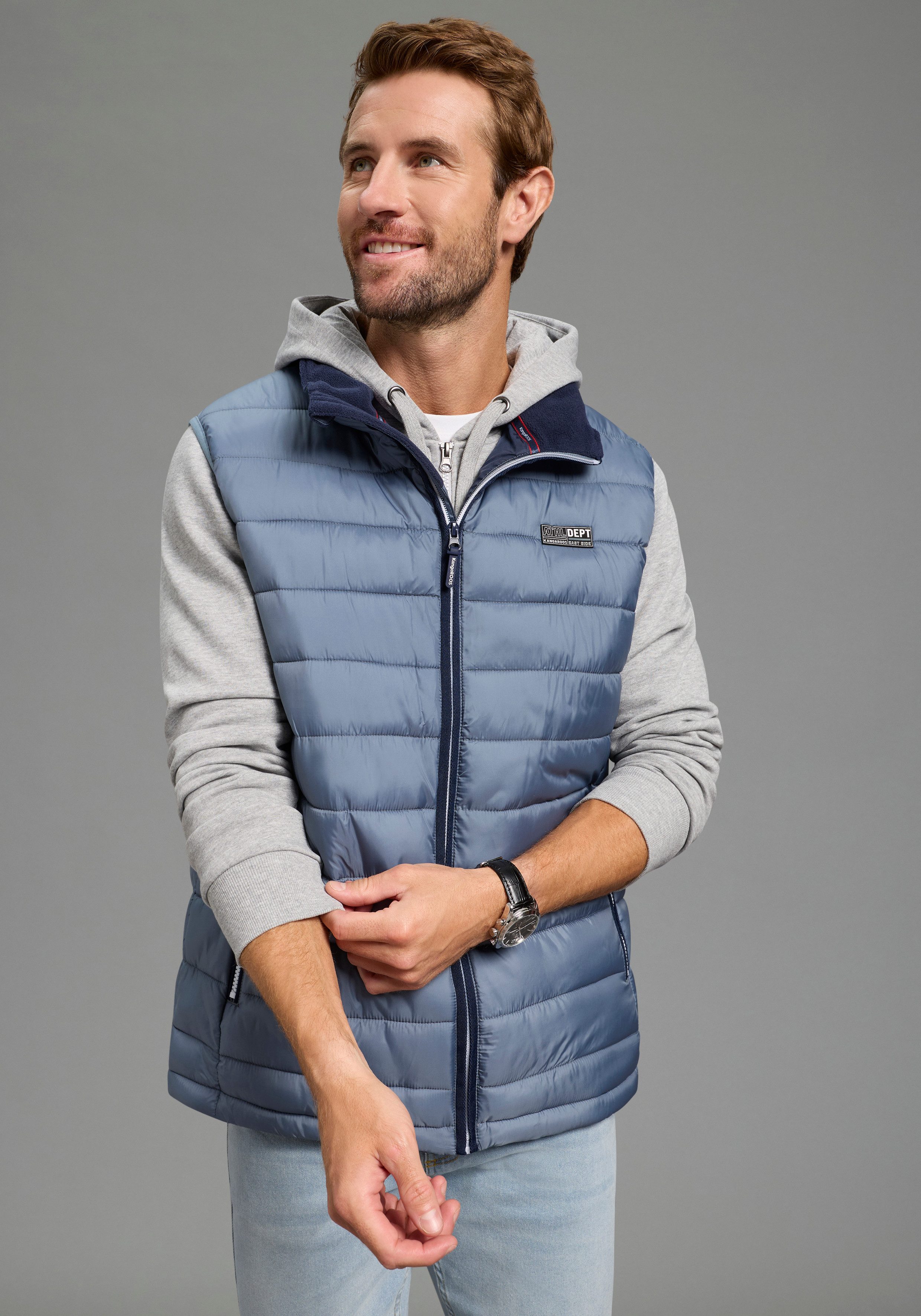 KangaROOS Steppweste unifarben mit kontrastfarbenen Details, ideal für den Übergang