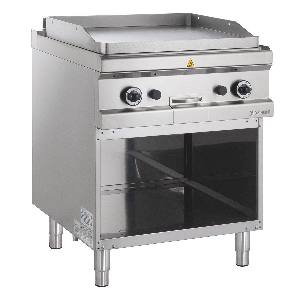GastroHero Gasgrill Gasgrillplatte glatt 11 kW Edelstahl mit Unterbau