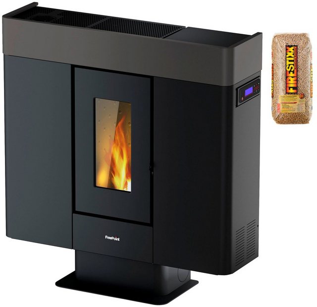 FreePoint Pelletofen MOON Stahl, 10 kW, Raumheizvermögen: 240 m³, schwarz