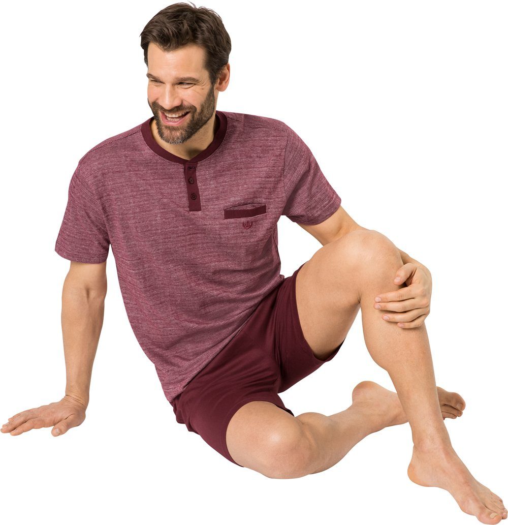 aus T-Shirt Pyjama Bettoni und und Shorts) Baumwolle, absolut bordeaux bequem weich (Set, Franco reiner