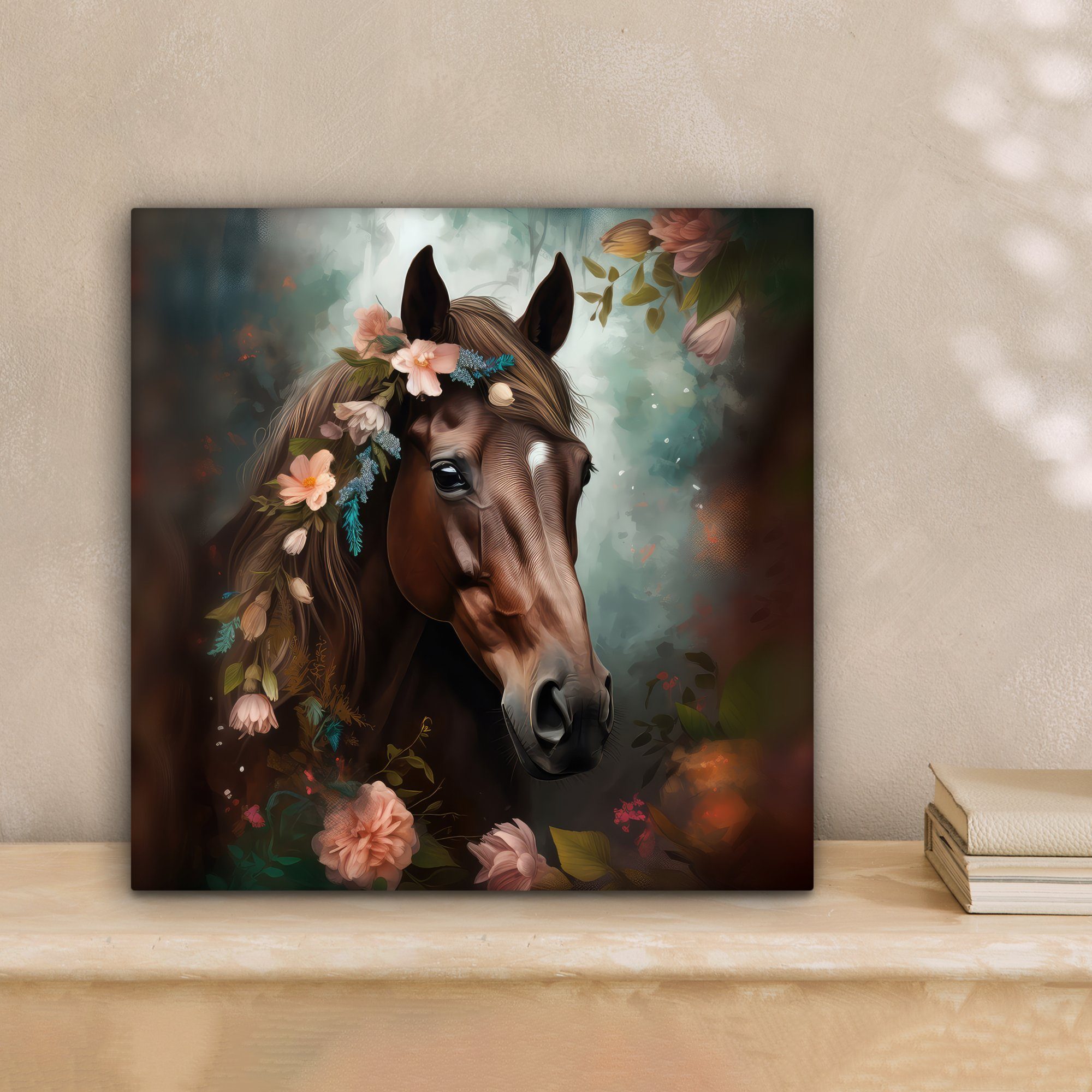 OneMillionCanvasses® Leinwandbild Pferd - Natur - Blumen - Tiere - Wald, Fo günstig online kaufen