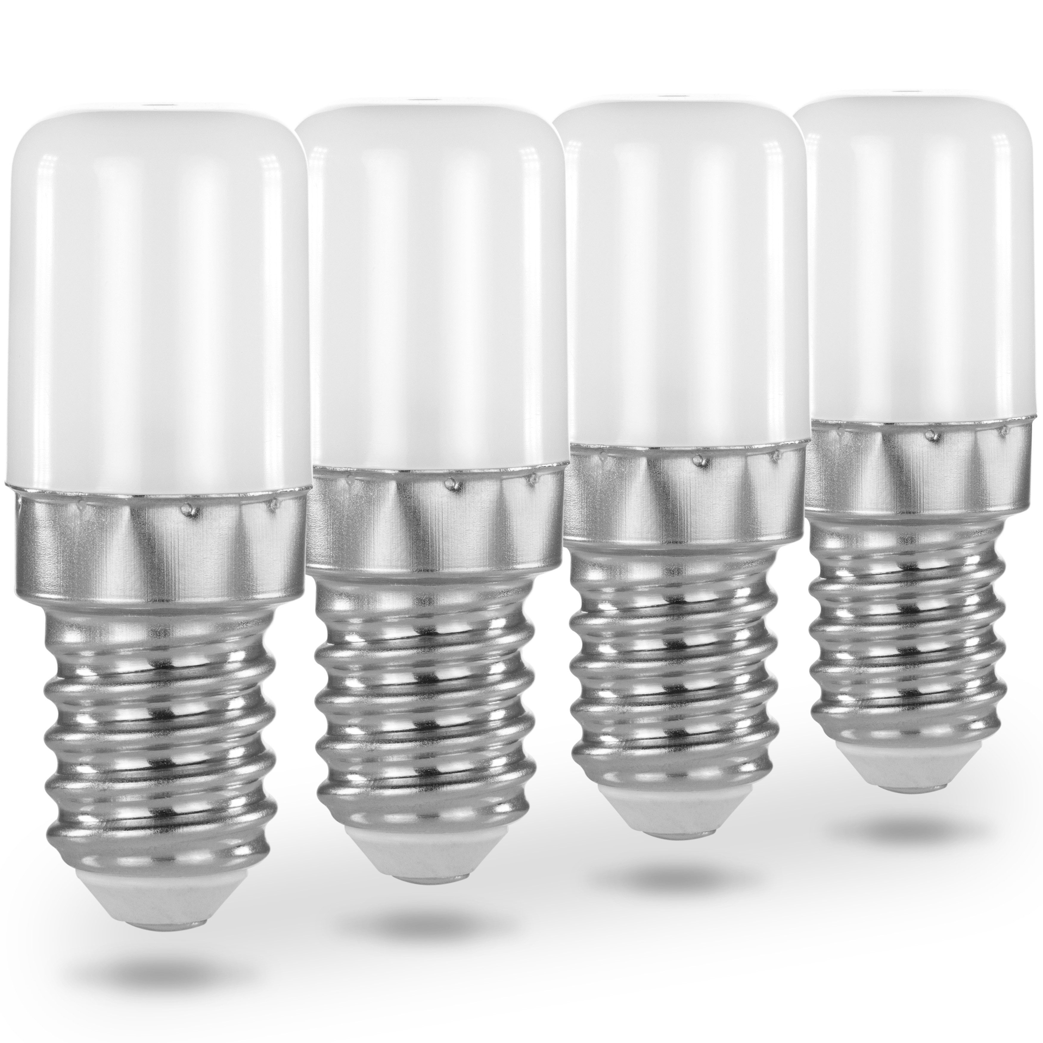 Poppstar Spezialleuchtmittel, E14, 4 St., Poppstar 4x LED Kühlschranklampe E14 1,6W (matt, 6000K kaltweiß)