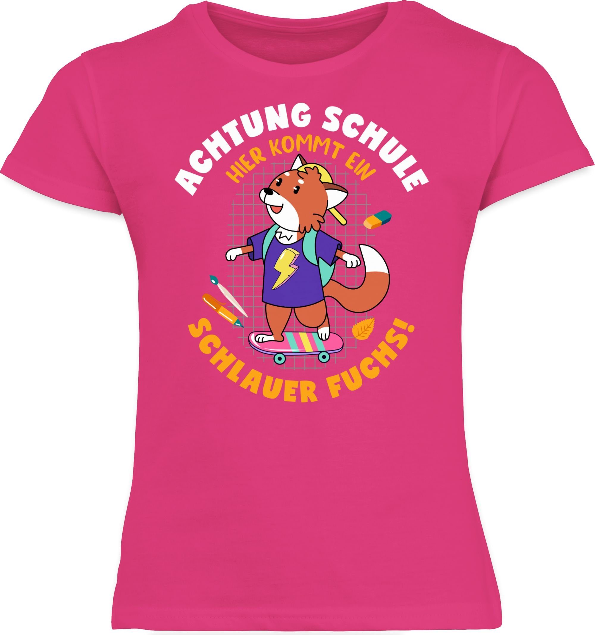 Shirtracer Fuchs Schlauer T-Shirt Einschulung Fuchsia 1 Mädchen