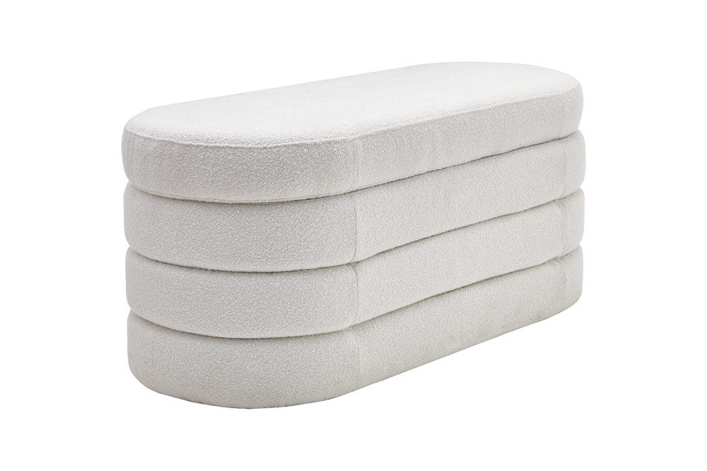 riess-ambiente Sitzbank VOGUE 115cm creme weiß (Einzelartikel, 1-St), Wohnzimmer · Bouclé · rund · mit Stauraum · Scandinavian Design