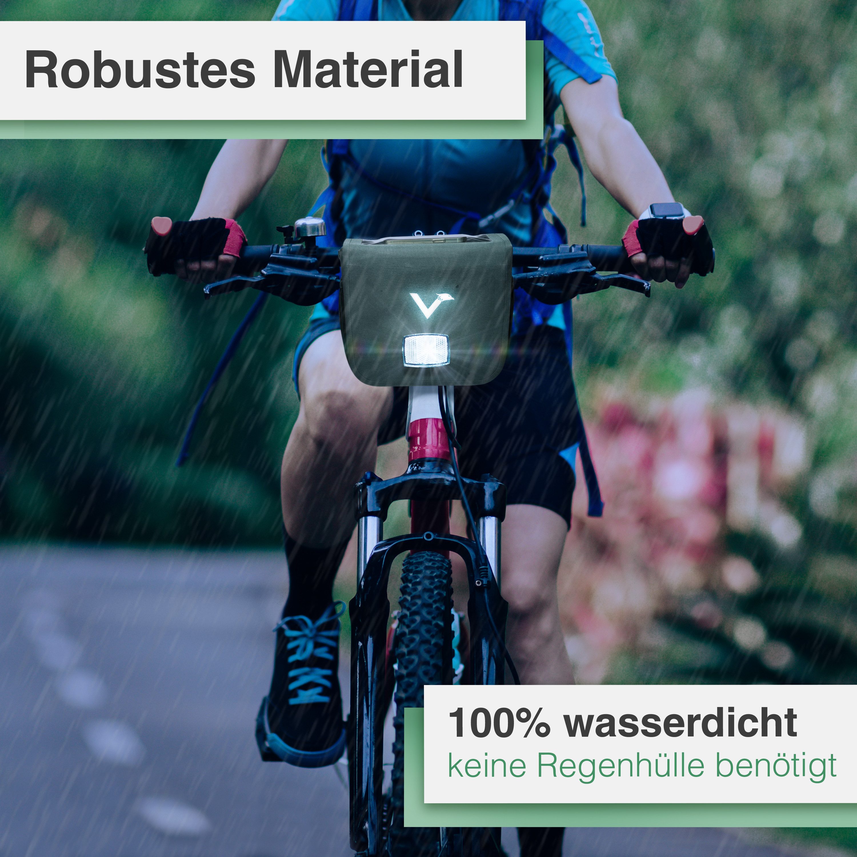 Valkental Lenkertasche Fahrradtasche vorne mit Handyfach, Klickfix-kompatibel, wasserdicht & reflektierend