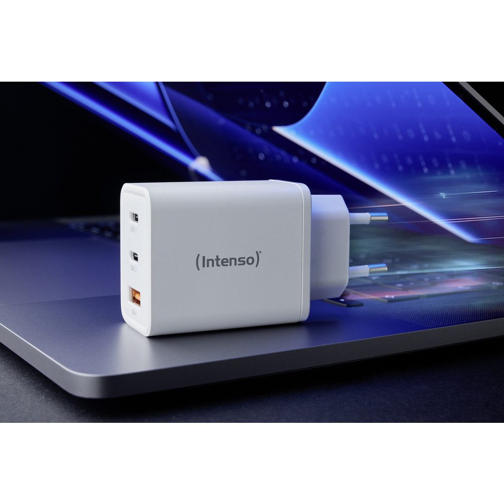 Intenso Intenso W65ACC GaN USB Ladegerät 65 W 1x USB-A, 2x USB-C® USB PD Weiß USB-Ladegerät (W65ACC GaN) – Bild 3 von 5