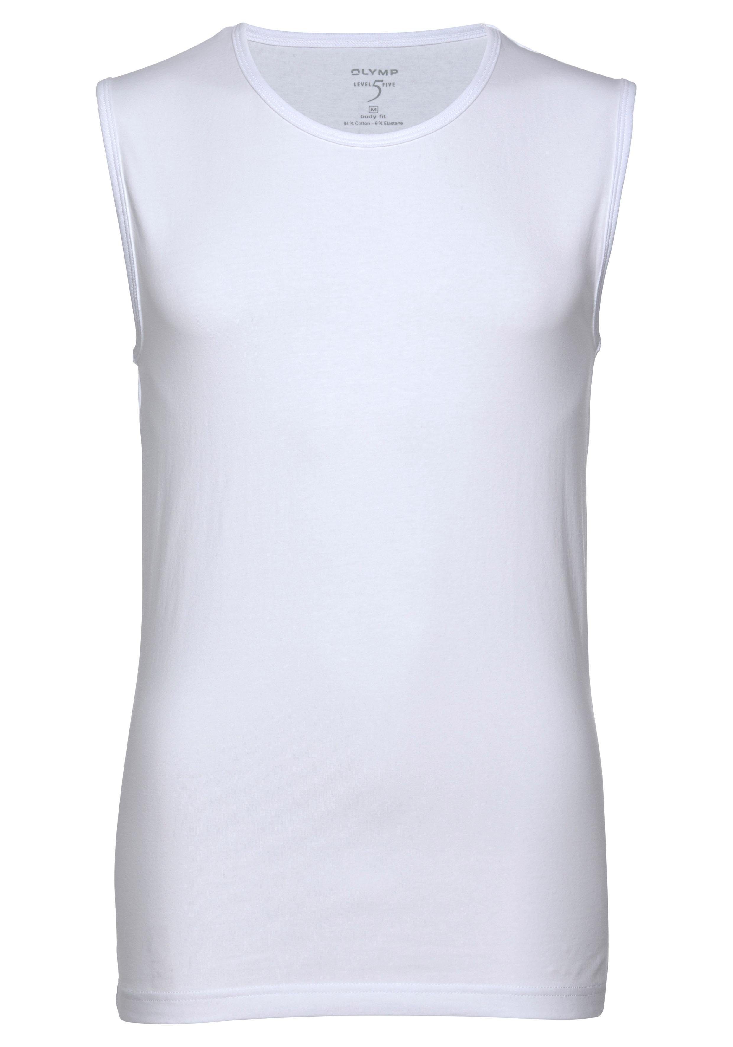 weiß Rundhalsausschnitt, body OLYMP Level Five Ideal zum T-Shirt fit Unterziehen
