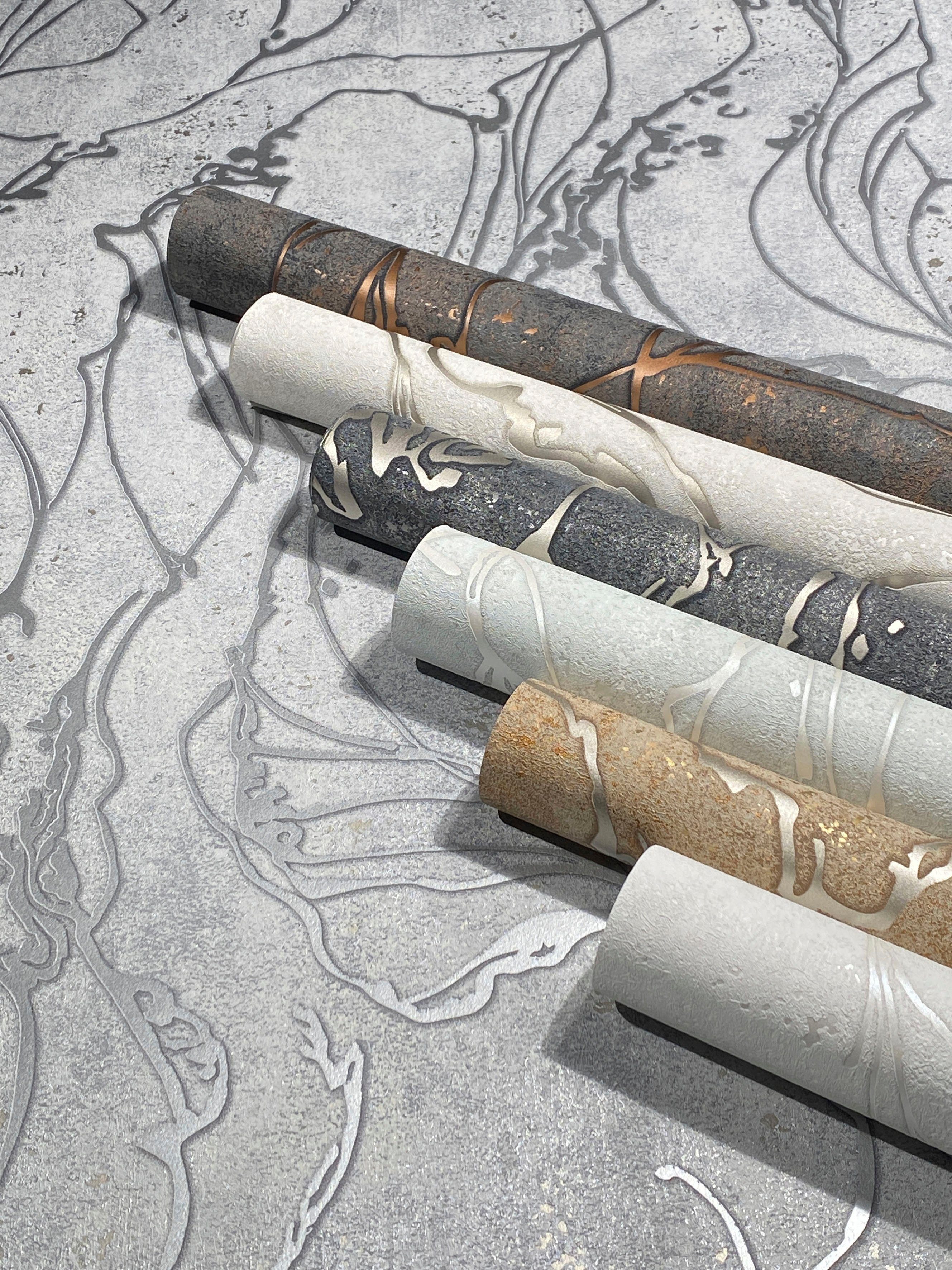 Marburg Vliestapete Squirm, strukturiert, glänzend, moderne Tapete für Wohnzimmer Schlafzimmer Küche